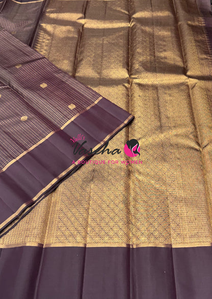 Pure Kanchipuram Silk Saree - Brown Shade - VVPS100