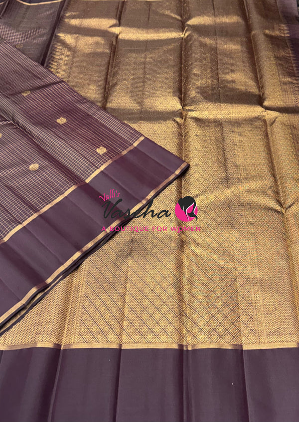 Pure Kanchipuram Silk Saree - Brown Shade - VVPS100