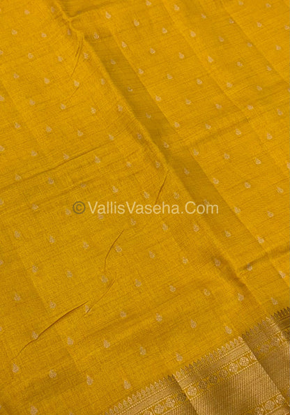Semi Tussar Silk - Grand Pallu  - Yellow Shade - VVSTS023