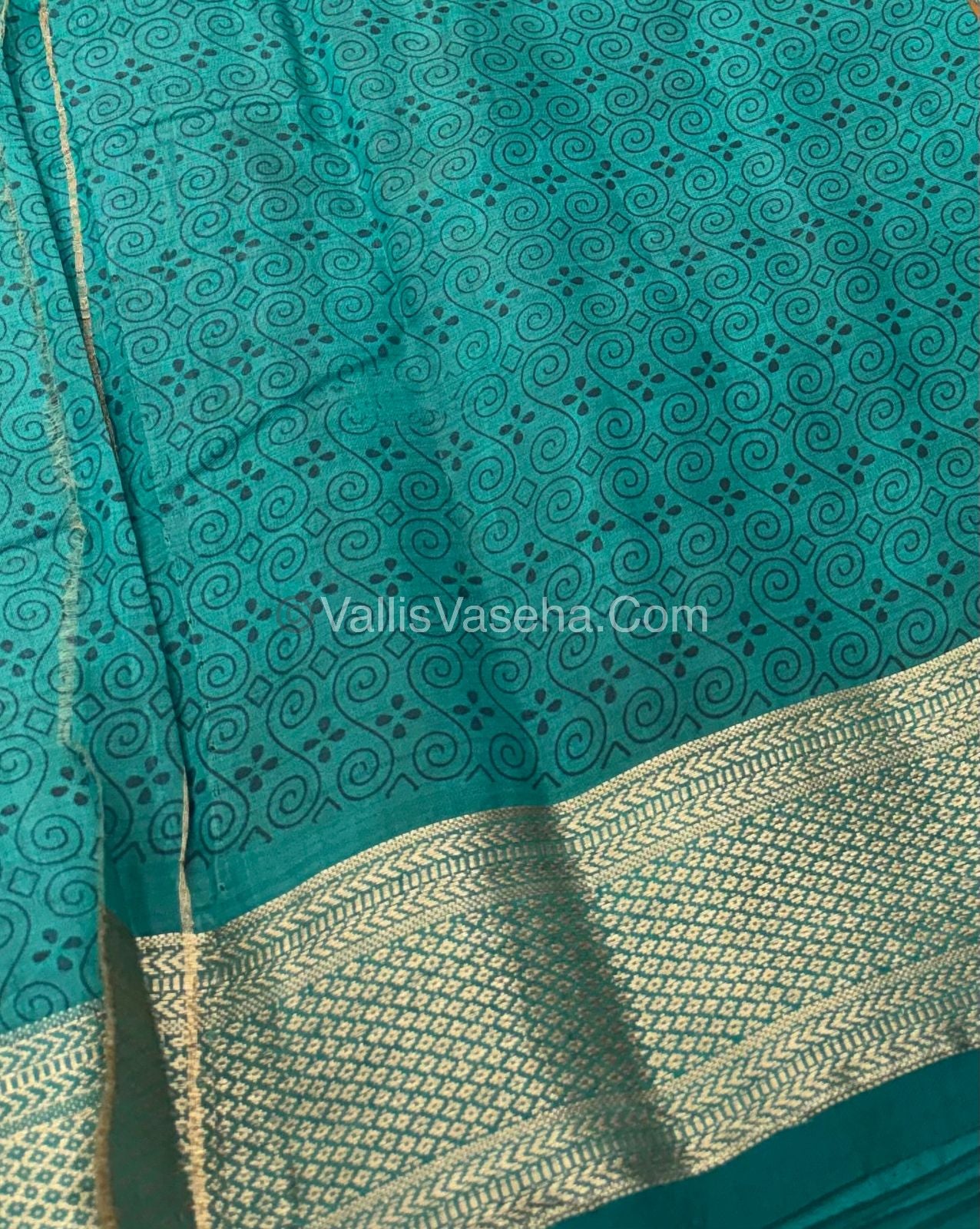 Semi Tussar Silk Saree - Ikkat / Pochampally Design - Ramar Blue Shade - VVSTS033