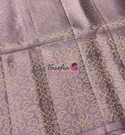 Pure Soft Silk Saree - (1.75 Warp) Kolam Design - Shade Of Maroon & Onion Pink Shade - VVPSS074