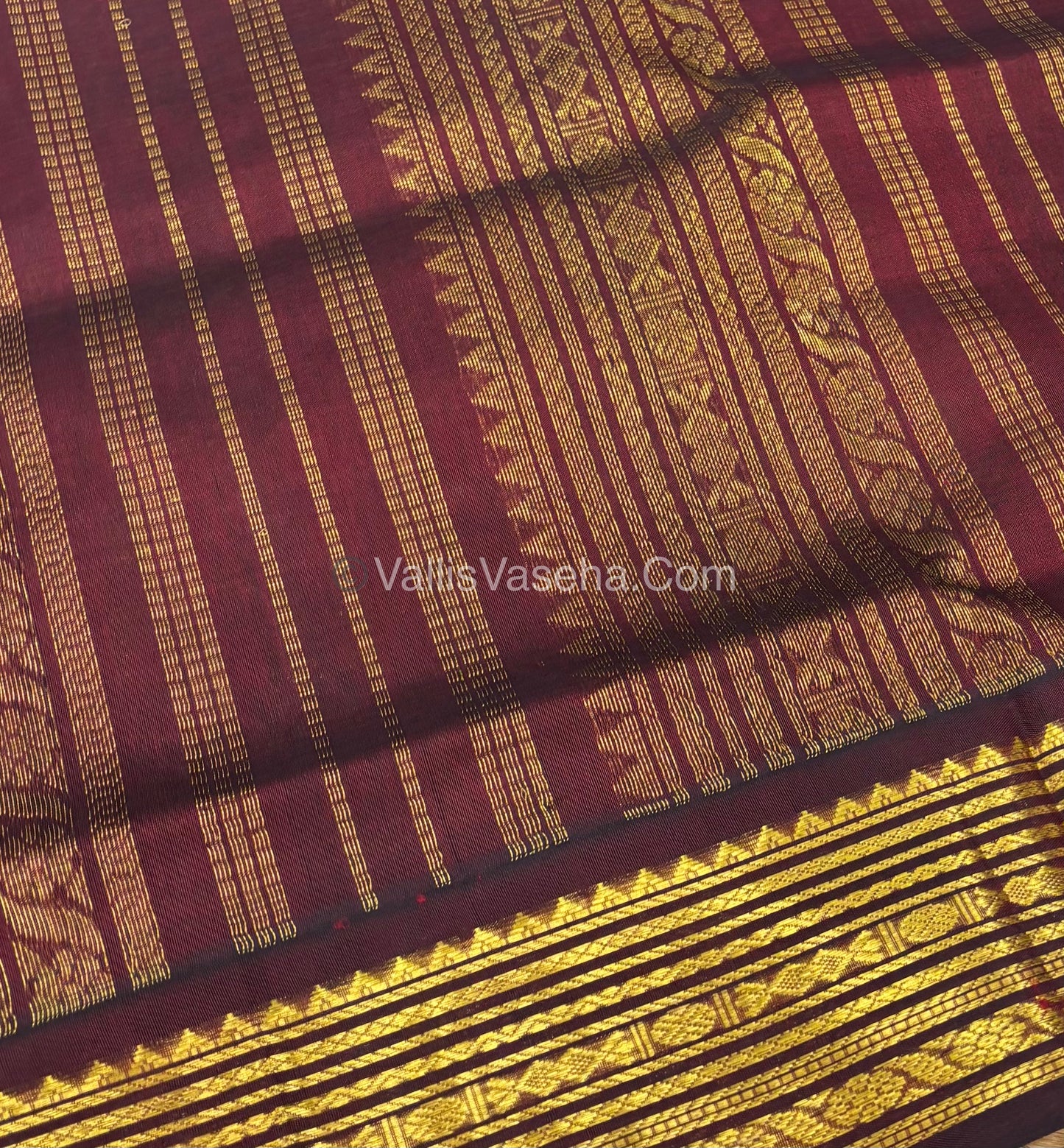 Pure Korvai Silk Cotton - Light Green with Maroon - Checks Pattern - VVKSC021