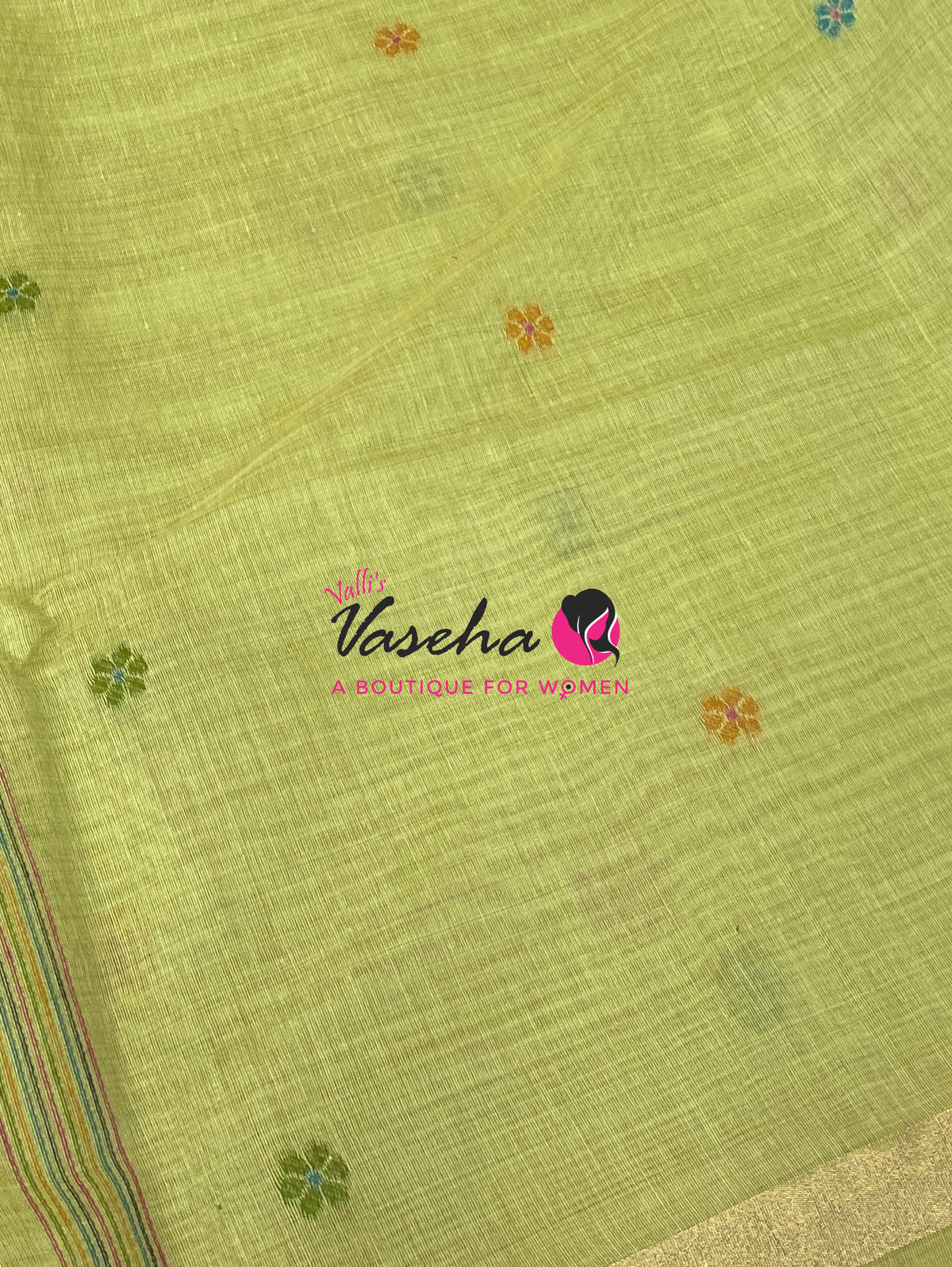 Muga Cotton Saree - Green Shade - VVMCS002