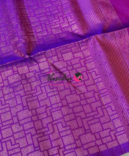 Pure Soft Silk Saree - Mango Yellow & Purple - VVPSS124
