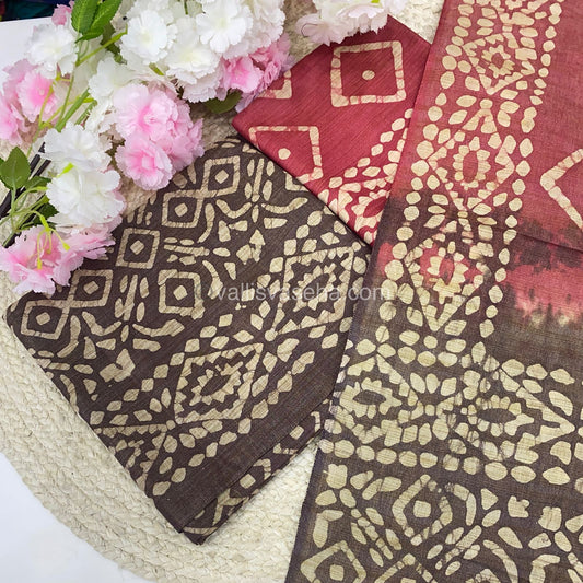 Unstitched Salwar Material- Baswada Batick Printed Silk - VVUSM005