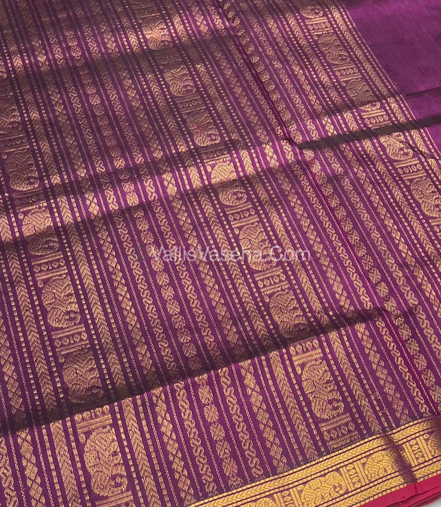 Pure Silk Cotton Saree - Retta Mayil Design -  Purple Shade - VVRMS001