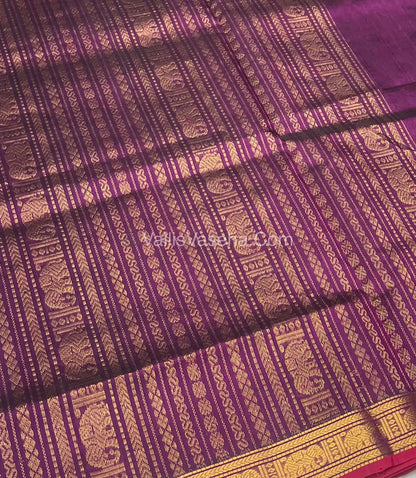 Pure Silk Cotton Saree - Retta Mayil Design -  Purple Shade - VVRMS001