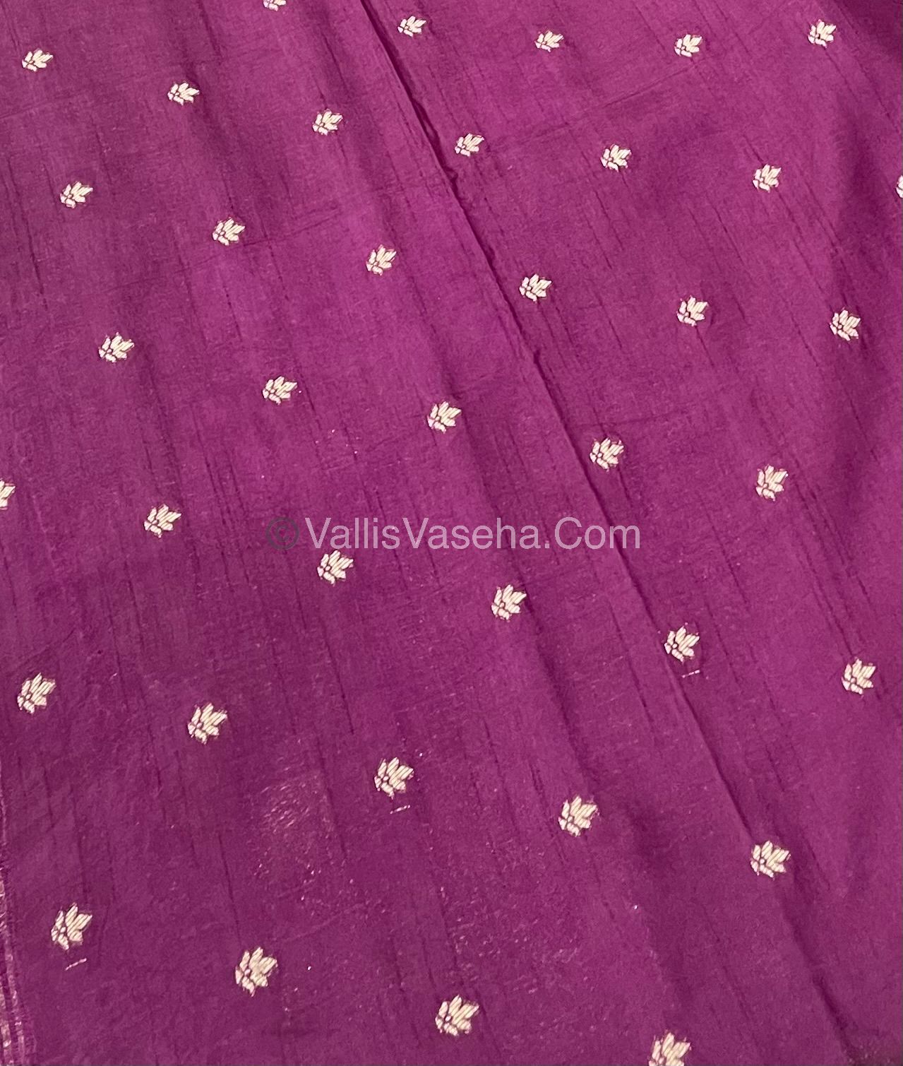 Semi Tussar Silk - Vairavoosi & Elephant Design -  Wine shade-VVSTS019