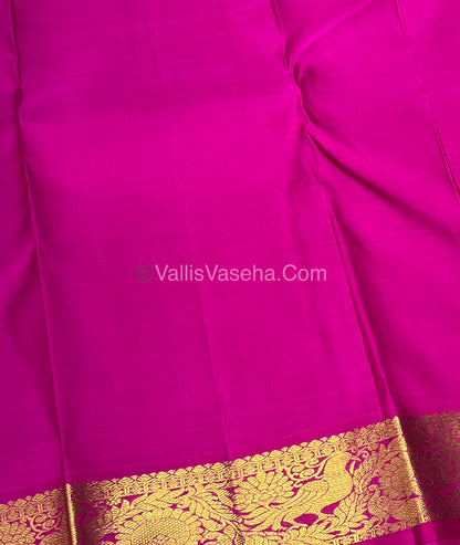 Pure Kanchipuram Silk Saree - Peachish Orange With Pink Shade  - VVPS022