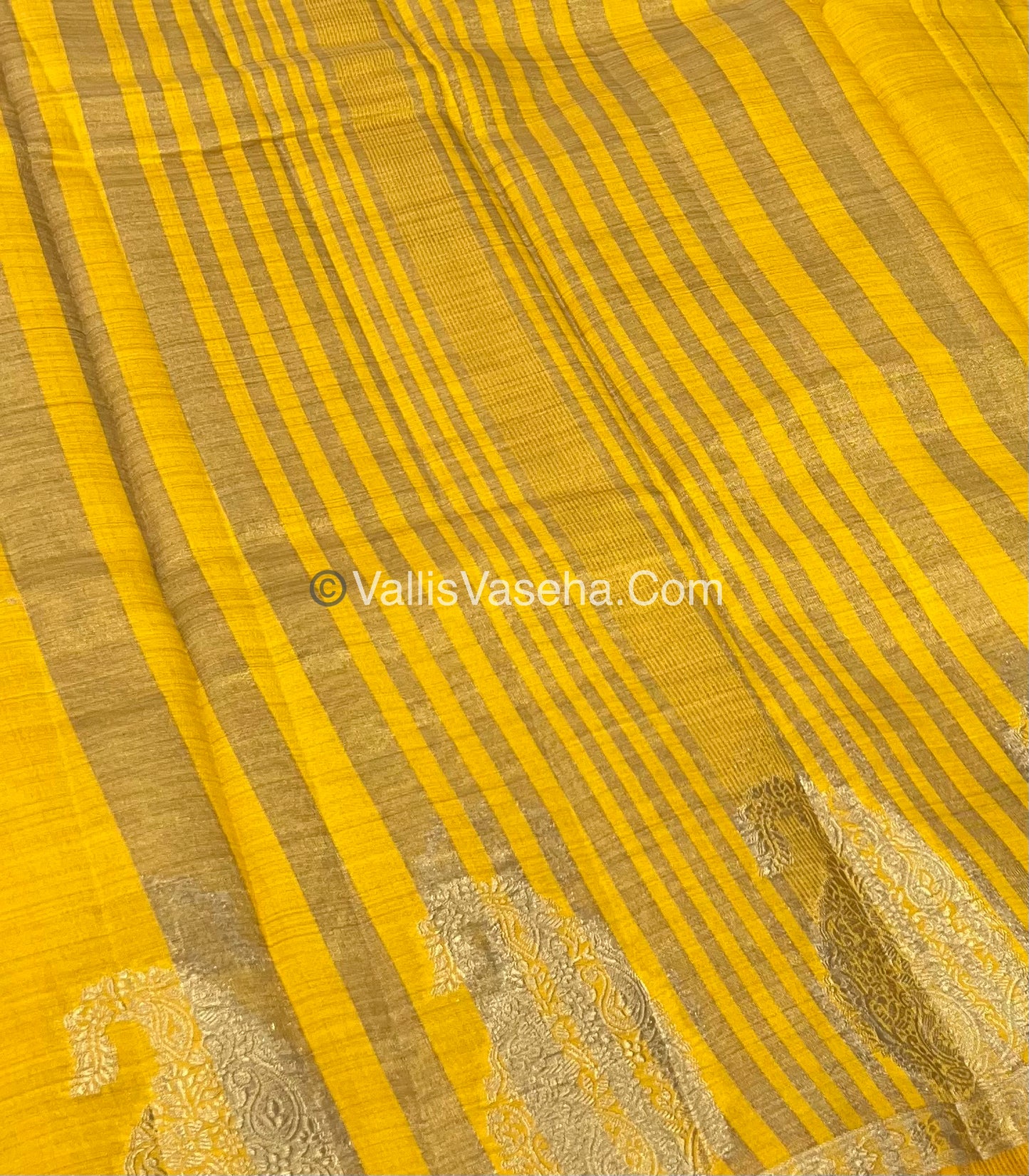 Semi Tussar Silk - Small Mango - Mango Yellow Shade - VVSTS002