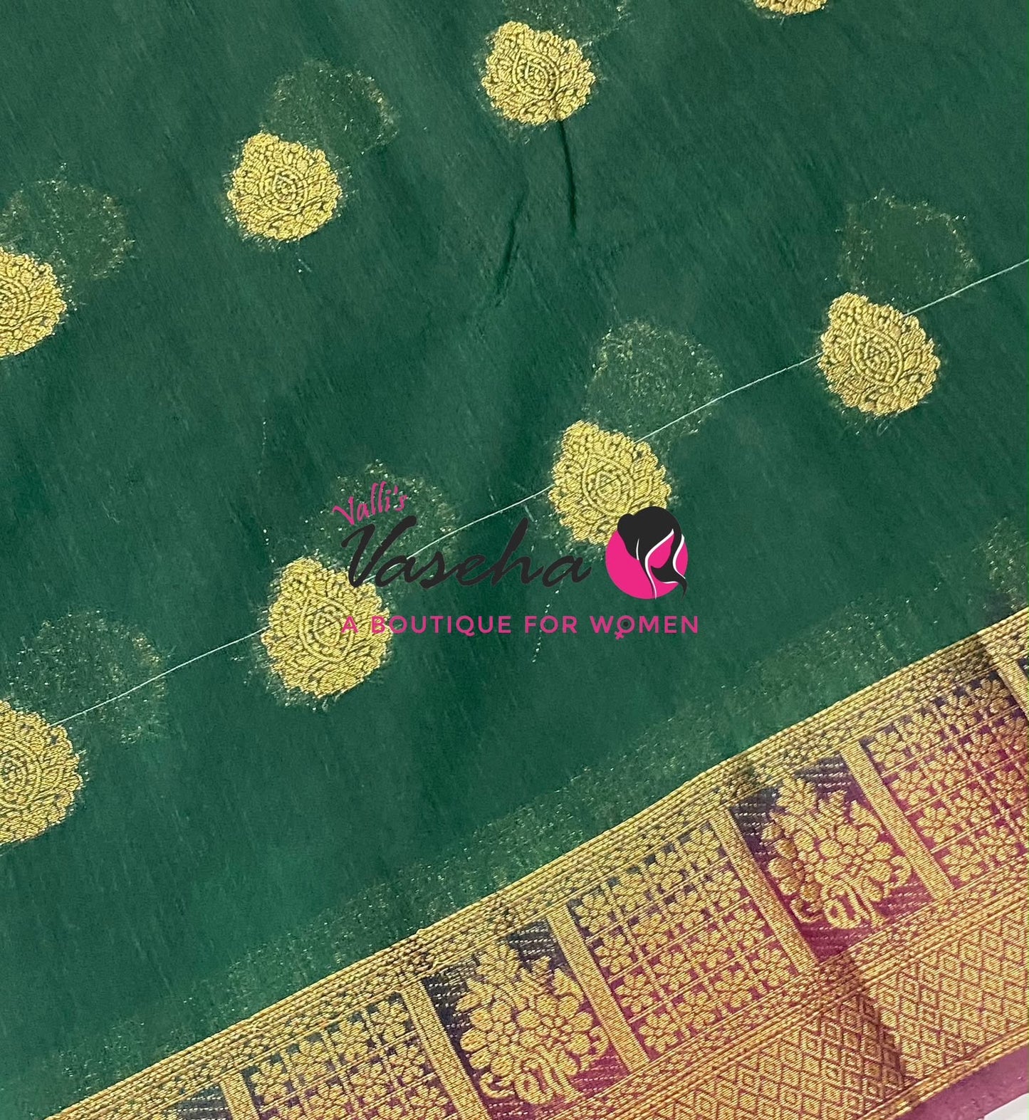 Semi Jute Silk Saree - Green With Maroon Shade- VVSJS002