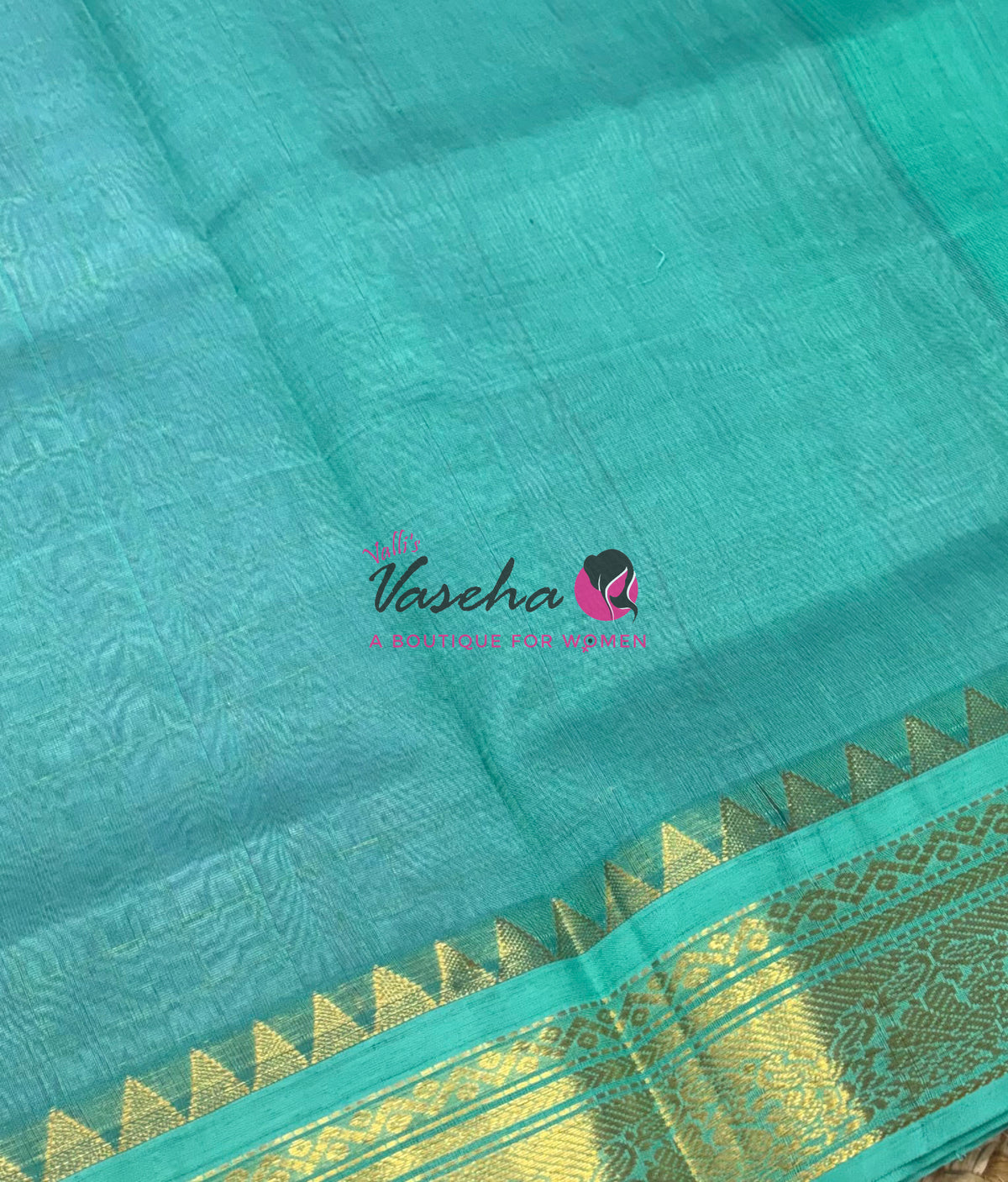 Pure Korvai Silk Cotton - Retta Petta Border - Lavendar With Teal Green Combo - VVKSC010