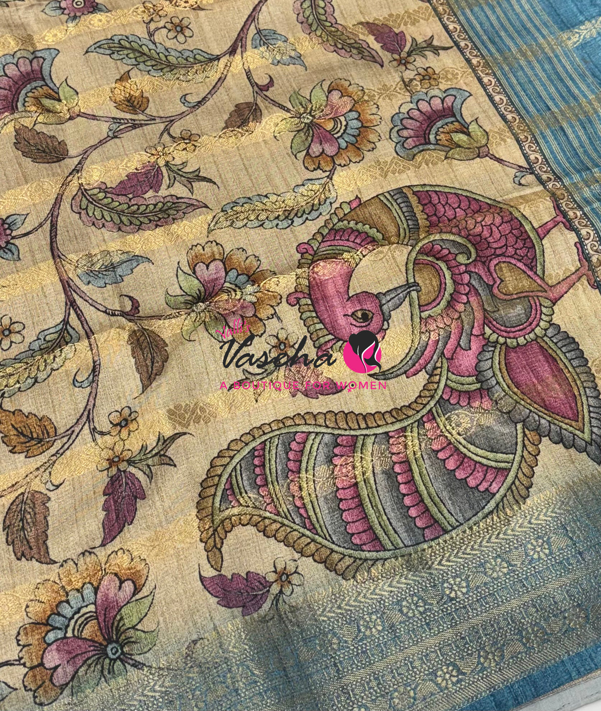 Semi Art Silk Saree - Green & Blue Shade - VVSAT003