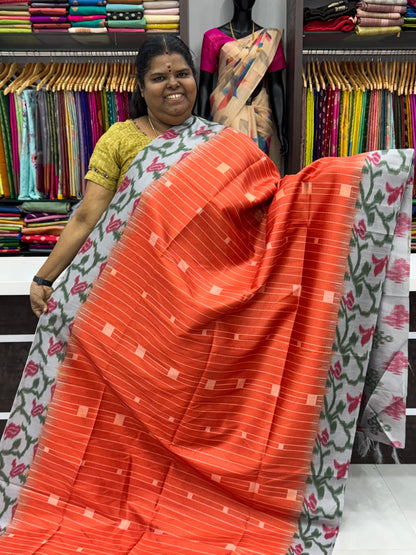 Semi Chappa Silk - Orange with Grey - VVSC002