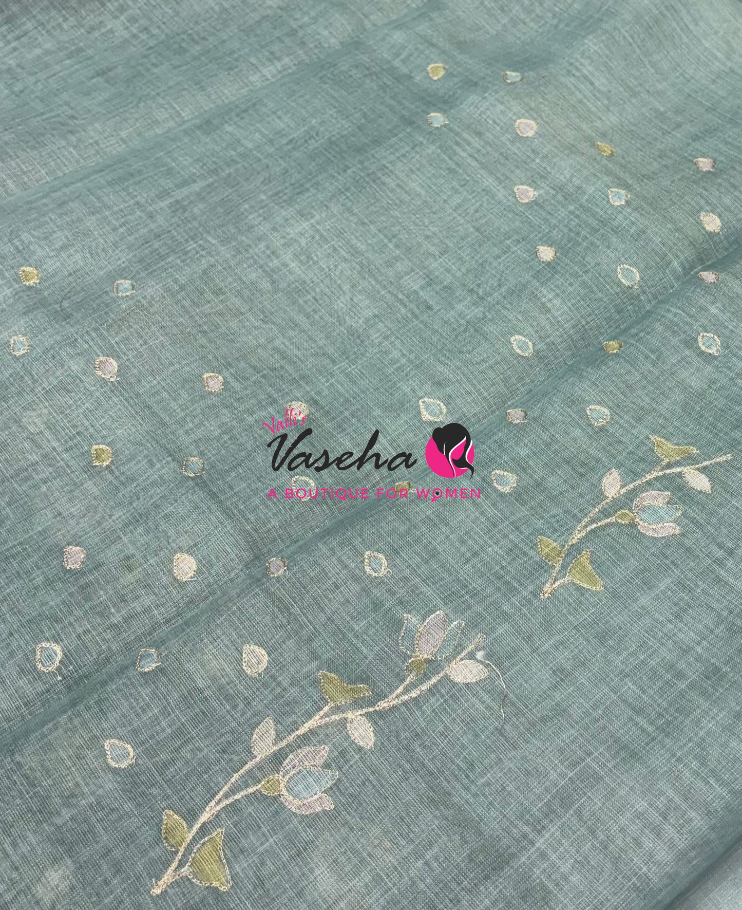 Linen Tissue Saree - Blue Shade - VVLTS003