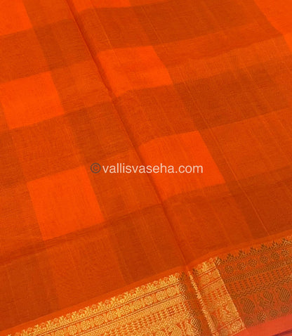 Pure Silk Cotton Saree - Pazhum Pazhamum Checks Design - VVPPSC01