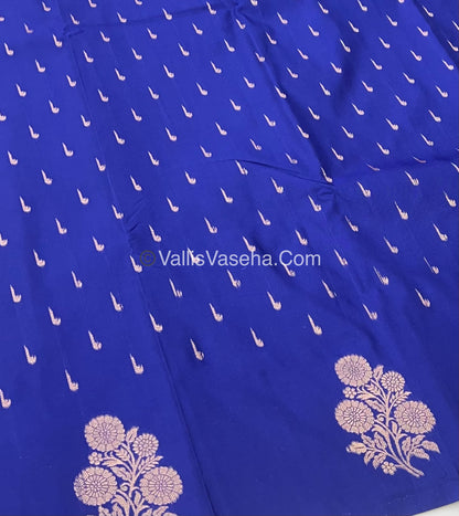 Semi Soft Silk - Flower  Butta Border - Blue Shade -VVSSS016