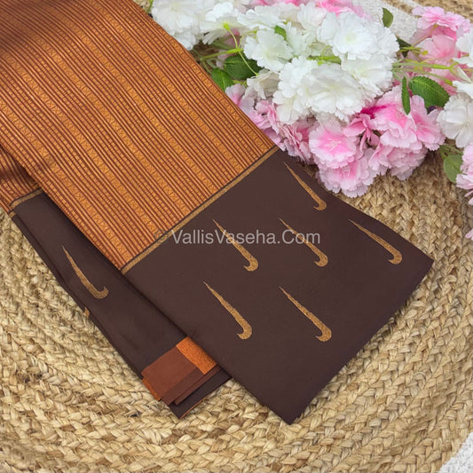 Kanchi Semi Silk - Rust Orangish brown  with Brown - VVKSS001