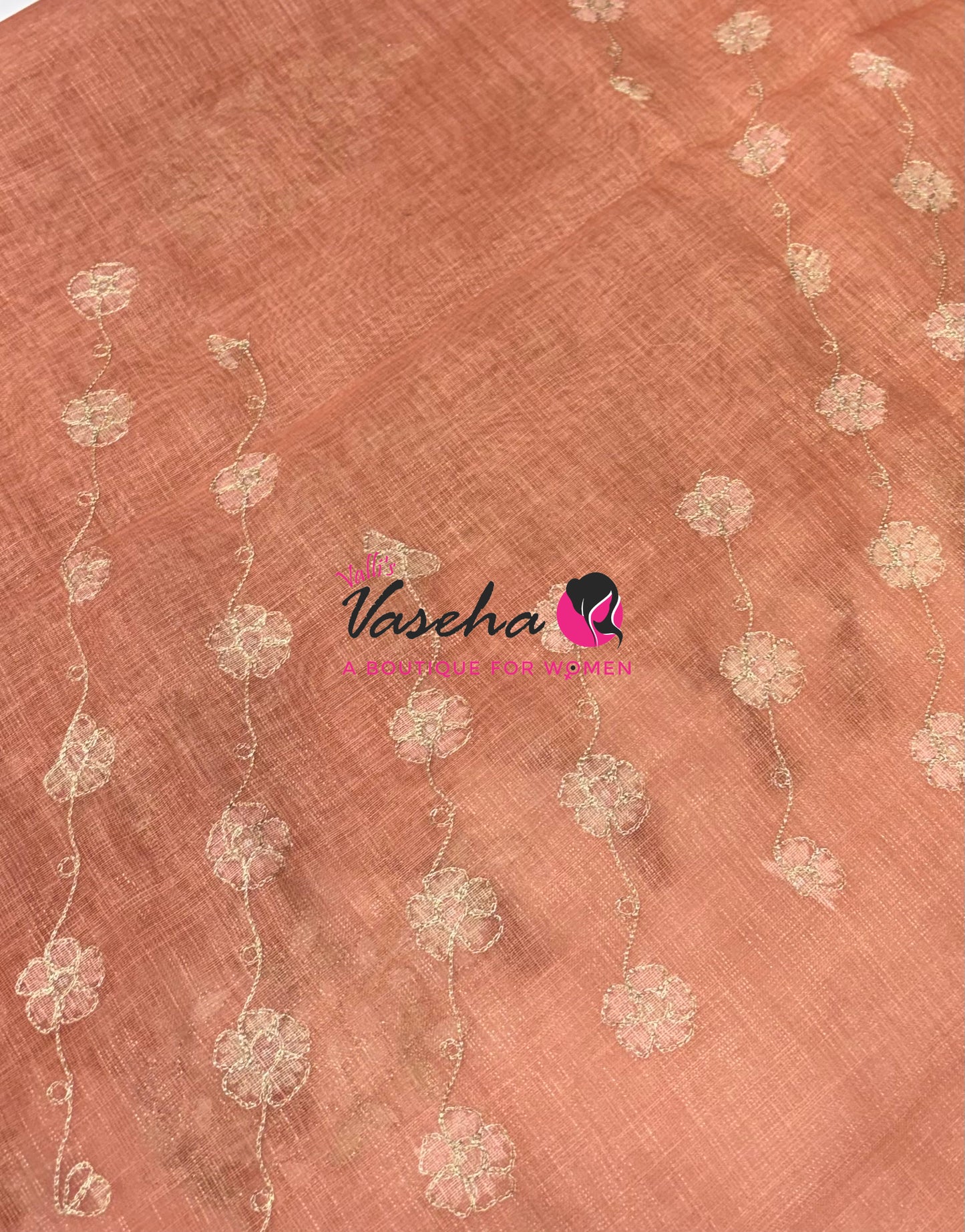 Linen Tissue Saree - Orange  Shade - VVLTS002