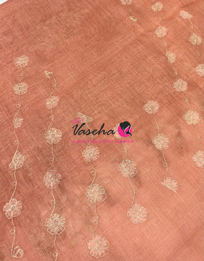 Linen Tissue Saree - Orange  Shade - VVLTS002