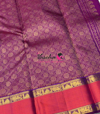 Pure Kanchipuram Silk Saree - Purple & Purplish Pink Combo - VVPS038