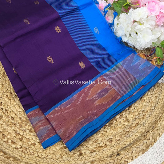 Semi Silk Cotton Saree -  Purple & Blue- VVSSC001