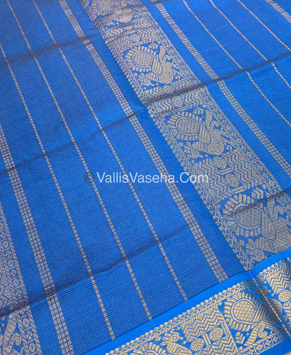 Semi Silk Cotton Saree - Red With Blue Shade - VVSSC008