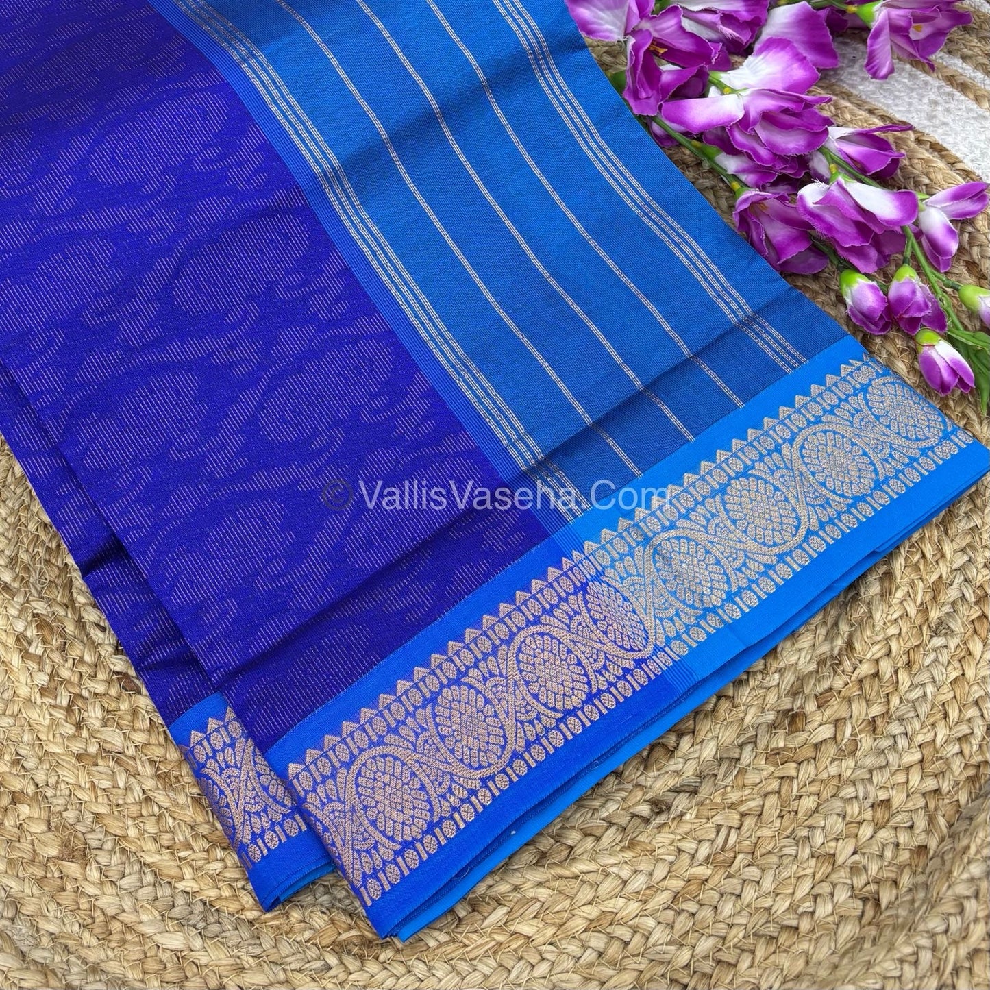 Semi Silk Cotton Saree - Blue With Blue Shade - VVSSC007