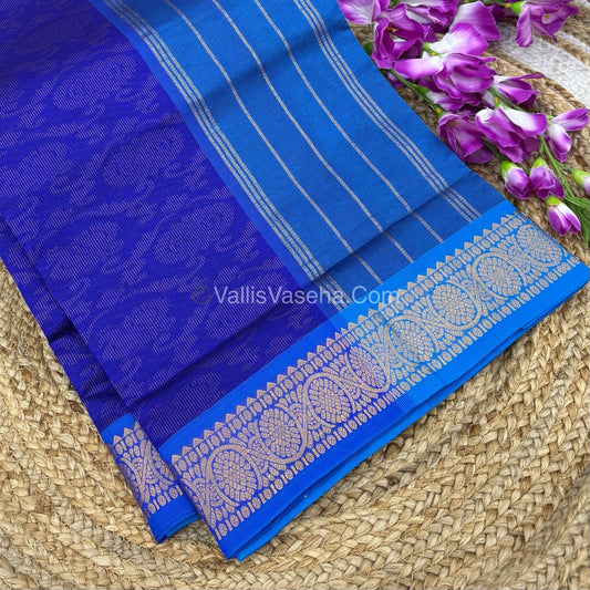 Semi Silk Cotton Saree - Blue With Blue Shade - VVSSC007