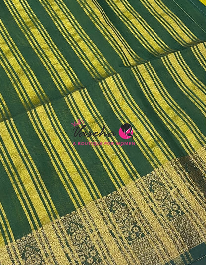 Semi Jute Silk Saree - Lemon Yellow With Green Shade- VVSJS001