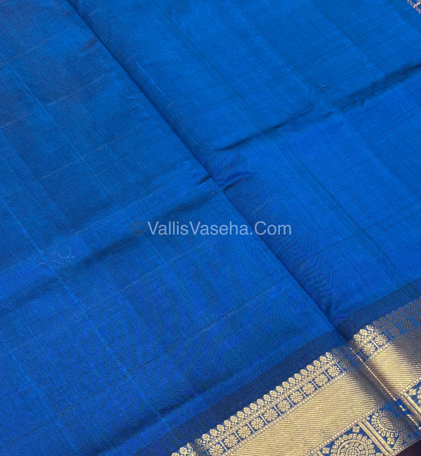 Pure Silk Cotton Saree - Mayil & Chakkaram Design -  Blue  Shade - VVMC001
