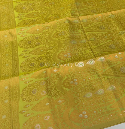 Semi Soft Silk - Border Butta  - Light Green Shade -VVSSS010