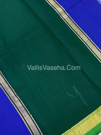 Fancy Mixed Cotton - Royal Blue With Green Shade - VVFMC005