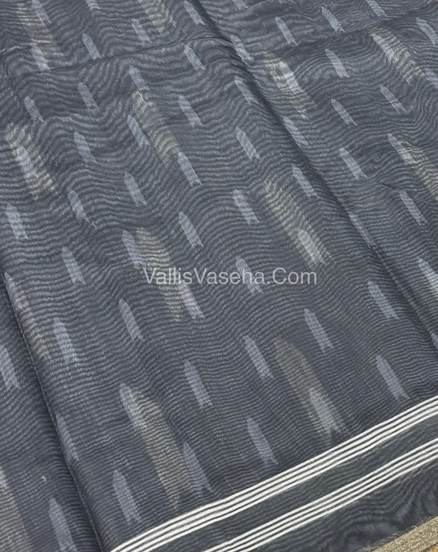 Semi Chanderi Saree - Black Shade - VVSCS007