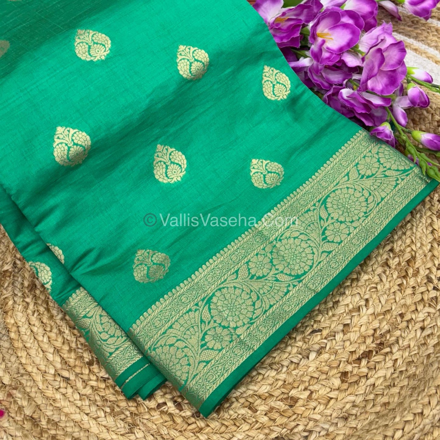 Semi Tussar Silk - Grand Pallu  - Green Shade - VVSTS029