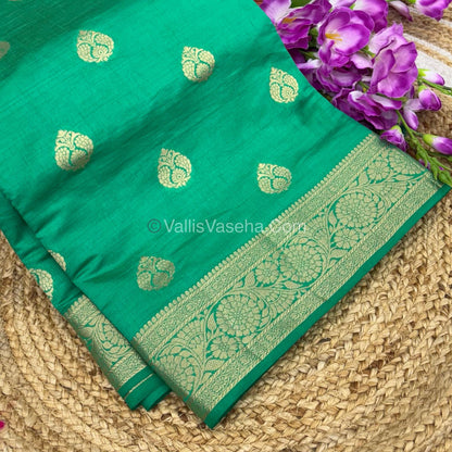 Semi Tussar Silk - Grand Pallu  - Green Shade - VVSTS029