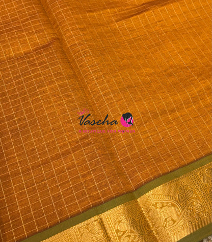 Semi Silk Cotton Saree - Checks Pattern - VVSSC019