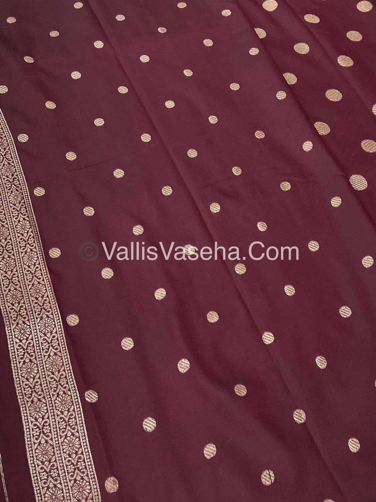 Semi Soft Silk - Deer Butta Border - Maroon Shade -VVSSS017