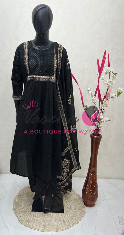 Ready Made | Anarkali Set  |Salwar, Kameez & Duppatta(3pc)|Cotton |VVRMS026