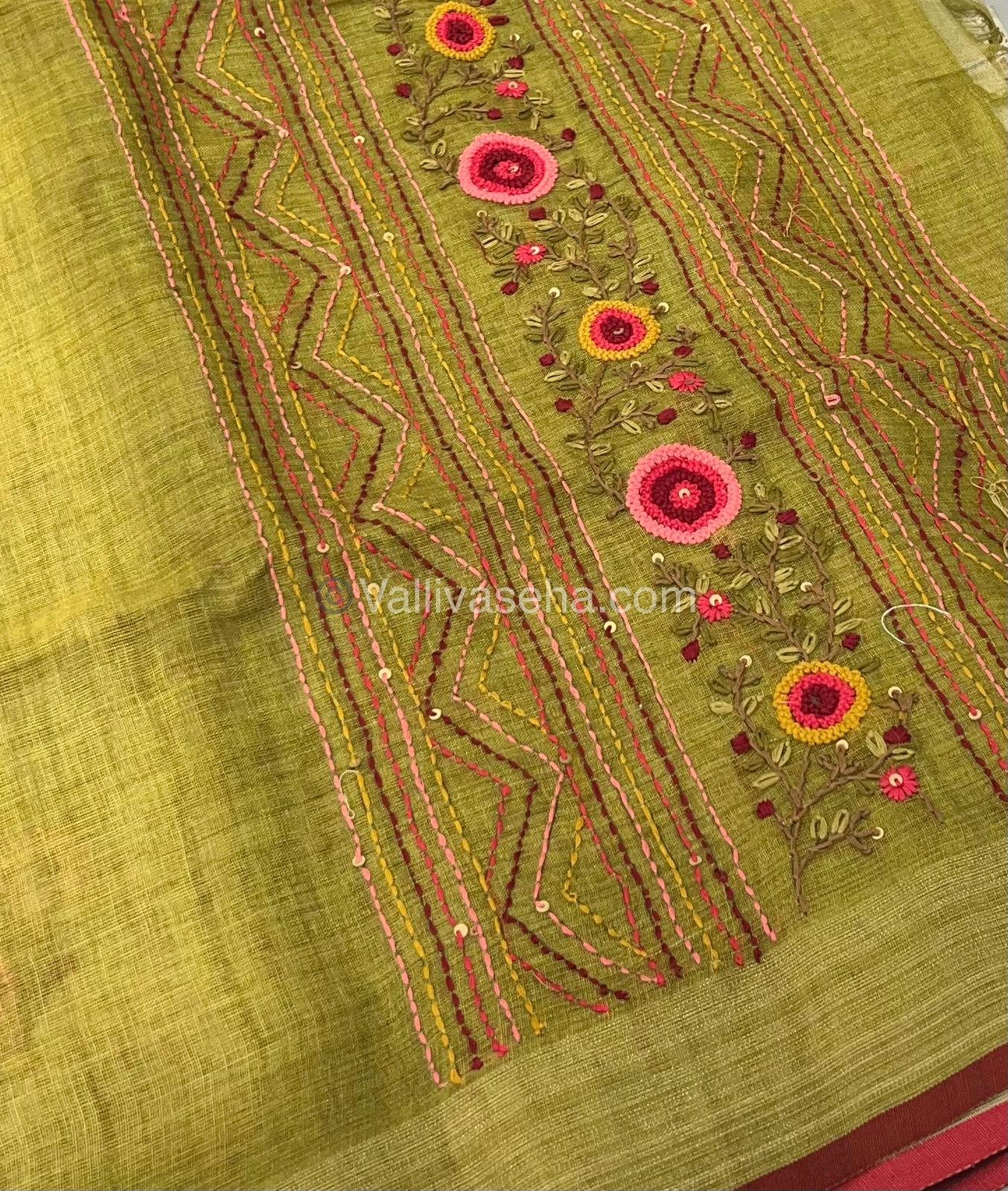 French Knot - Tissue Saree - Green Shade - VVLFN001