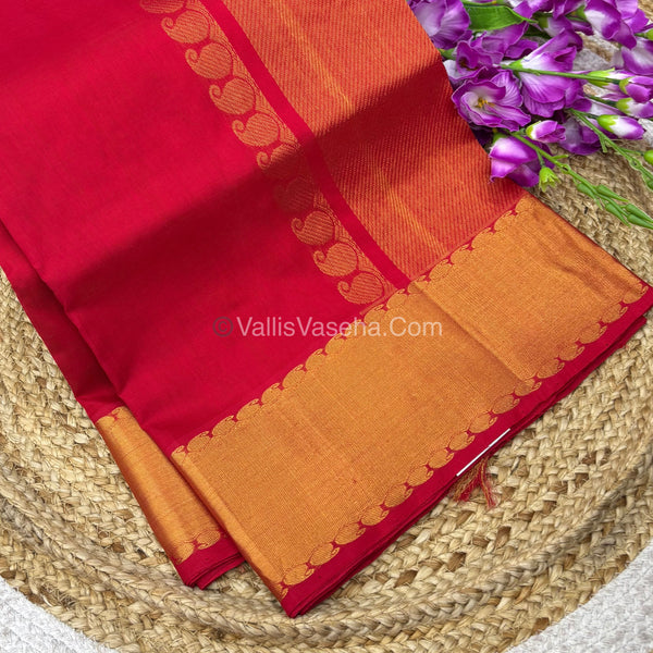 Pure Silk Cotton Saree | Red  Shade |VVPSC011