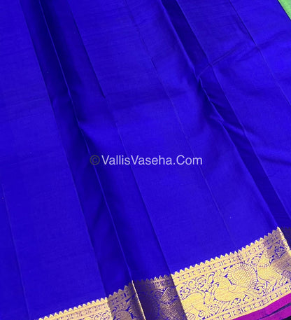 Pure Kanchipuram Silk Saree - DoubleTone Blueish Green & Blue/Pink Combo - VVPS014