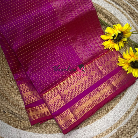 Pure Silk Cotton Saree | Blue With Pink Shade |Lakshadeepam Design VVPLD002