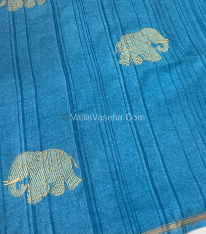 Semi Tussar Silk  - Blue Shade - VVSTS042