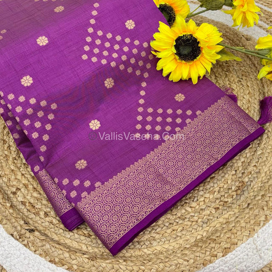 Semi Tussar Silk - Grand Pallu  - Purple Shade - VVSTS025
