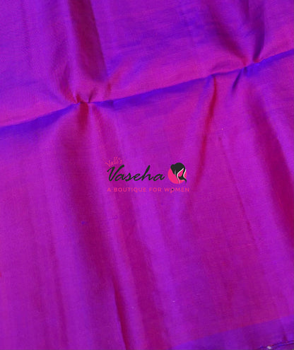 Pure Soft Silk Saree - Mango Yellow & Purple - VVPSS124