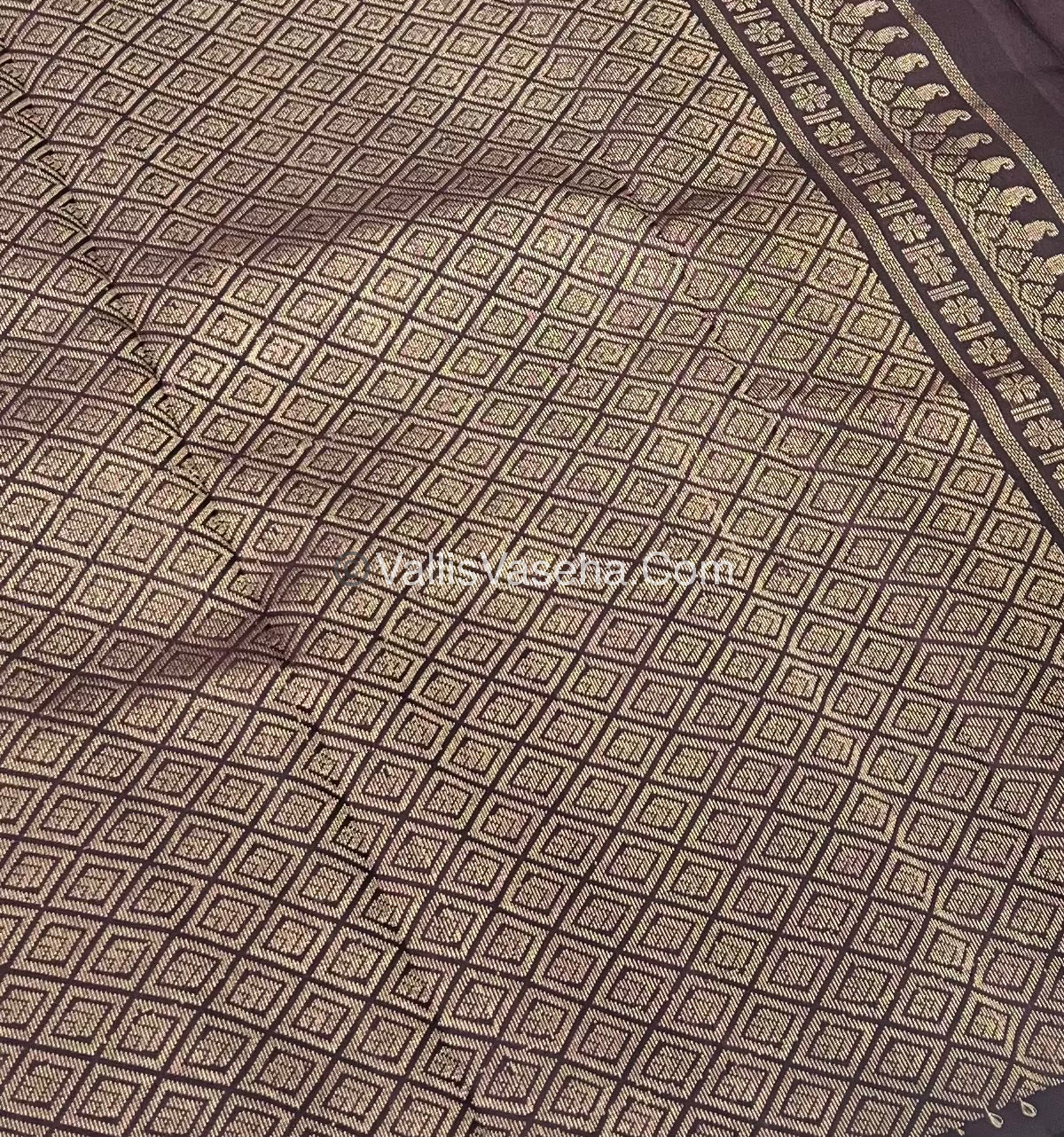 Pure Soft Silk Saree - One Side Border - Ivory & Coffee Brown Combo - VVPSS045