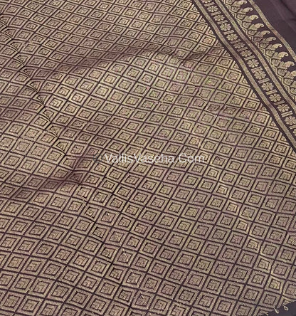 Pure Soft Silk Saree - One Side Border - Ivory & Coffee Brown Combo - VVPSS045