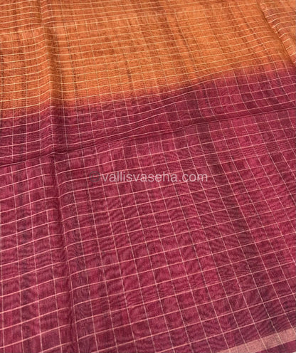 Semi Chanderi Saree - checks pattern - VVSCS002