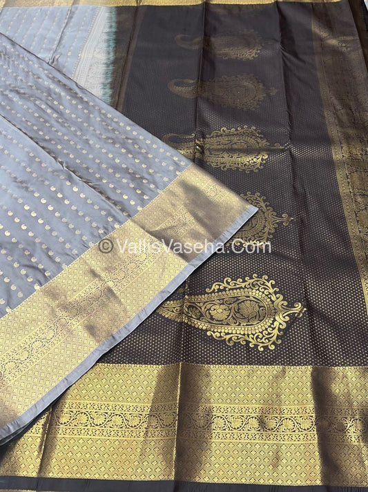 Semi Kanchipuram Silk - Grey Shade  - VVSKS002